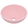 Lavabo De Lujo Redondo Cerámica Rosa Mate 32,5x14 Cm