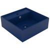 Lavabo Cuadrado Rebosadero Cerámica Azul Oscuro Mate 41x41cm