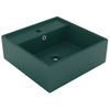 Lavabo Lujoso Cuadrado Rebosadero Cerámica Verde Oscuro 41x41cm