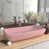 Lavabo De Lujo Rectangular De Cerámica Rosa Mate 71x38 Cm