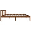 Estructura De Cama Doble Madera Maciza Marrón Miel 135x190 Cm