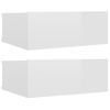 Mesitas Noche Flotante 2 Uds Contrachapada Blanco 40x30x15 Cm