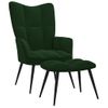 Silla De Relajación Con Taburete Terciopelo Verde Oscuro