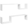 Estantes De Pared 2 Uds Contrachapado Blanco Brillo 100x15x20cm