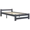 Estructura De Cama Madera Maciza De Pino Gris Oscuro 90x200 Cm