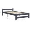 Estructura De Cama Madera Maciza De Pino Gris Oscuro 90x200 Cm