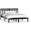 Estructura De Cama Madera Maciza Tamaño King Negro 150x200 Cm