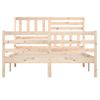 Estructura De Cama Madera Maciza 4ft Pequeña Doble 120x190 Cm