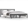 Estructura De Cama Madera Maciza De Pino Gris 140x190 Cm