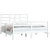 Estructura De Cama Madera Maciza King Size Blanca 150x200 Cm