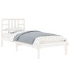 Estructura De Cama Individual Madera Maciza Blanca 90x190 Cm