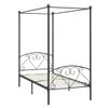 Estructura De Cama Con Dosel Metal Gris 100x200 Cm