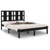 Estructura De Cama De Madera Maciza De Pino Negra 140x190 Cm