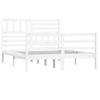 Estructura De Cama Madera Maciza De Blanco 5ft 150x200 Cm