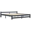 Estructura De Cama Madera Maciza De Pino Gris Oscuro 200x200 Cm