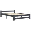 Estructura De Cama Madera Maciza De Pino Gris Oscuro 140x200 Cm