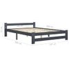 Estructura De Cama Madera Maciza De Pino Gris Oscuro 140x200 Cm