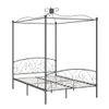 Estructura De Cama Con Dosel Metal Gris 140x200 Cm