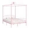 Estructura De Cama Con Dosel Metal Rosa 160x200 Cm