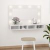 Mueble Con Espejo Y Led Blanco Brillante 90x31,5x62 Cm