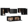 Muebles Para Tv 6 Piezas Madera Maciza De Pino Negro