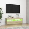 Mueble De Tv Con Luces Led Roble Sonoma 100x35x40 Cm Marrón