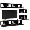 Juego De Mueble Para Tv De 6 Piezas Aglomerado Negro