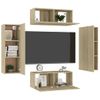 Muebles De Pared De Tv 4 Pzas Aglomerado Color Roble Sonoma