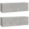 Mueble Tv De Pared 2 Uds Madera Contrachapada Gris 100x30x30cm