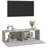 Mueble Tv De Pared 2 Uds Madera Contrachapada Gris 100x30x30cm