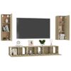 Muebles De Pared De Tv 5 Pzas Aglomerado Color Roble Sonoma