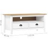 Mueble De Tv Hill Madera Maciza De Pino Blanco 110x40x47 Cm