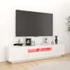 Mueble Para Tv Con Luces Led Blanco Brillante 180x35x40 Cm