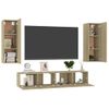 Muebles De Pared De Tv 4 Pzas Aglomerado Color Roble Sonoma