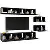 Set De Muebles De Tv Salón 8 Piezas Madera Contrachapada Negro