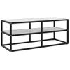 Mueble Para Tv Negro Con Vidrio De Mármol Blanco 100x40x40 Cm