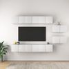 Mueble De Tv 8 Piezas De Madera Contrachapada Blanco