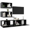 Juego De Mueble Para Tv De 4 Piezas Aglomerado Negro