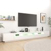 Mueble Para Tv Con Luces Led Blanco Brillante 300x35x40 Cm