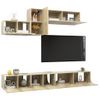 Muebles De Pared De Tv 6 Pzas Aglomerado Color Roble Sonoma