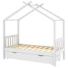 Estructura Cama Niños Con Cajón Madera Pino Blanco 80x160 Cm