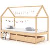 Estructura De Cama Infantil Con Cajones Madera De Pino 90x200cm Marrón