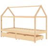 Estructura De Cama Infantil Con Cajones Madera De Pino 90x200cm Marrón