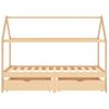 Estructura De Cama Infantil Con Cajones Madera De Pino 90x200cm Marrón