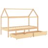 Estructura De Cama Infantil Con Cajones Madera De Pino 90x200cm Marrón