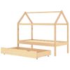 Estructura De Cama Infantil Con Cajón Madera De Pino 80x160 Cm Marrón