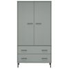 Armario Patas De Metal Oslo Madera Maciza Gris 90x55x172,5 Cm