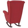 Silla Mecedora Con Patas De Madera De Caucho Terciopelo Rojo