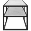 Mueble Para Tv Negro Con Vidrio De Mármol Blanco 120x40x40 Cm