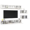 Muebles De Tv 8 Piezas De Aglomerado Blanco Brillante